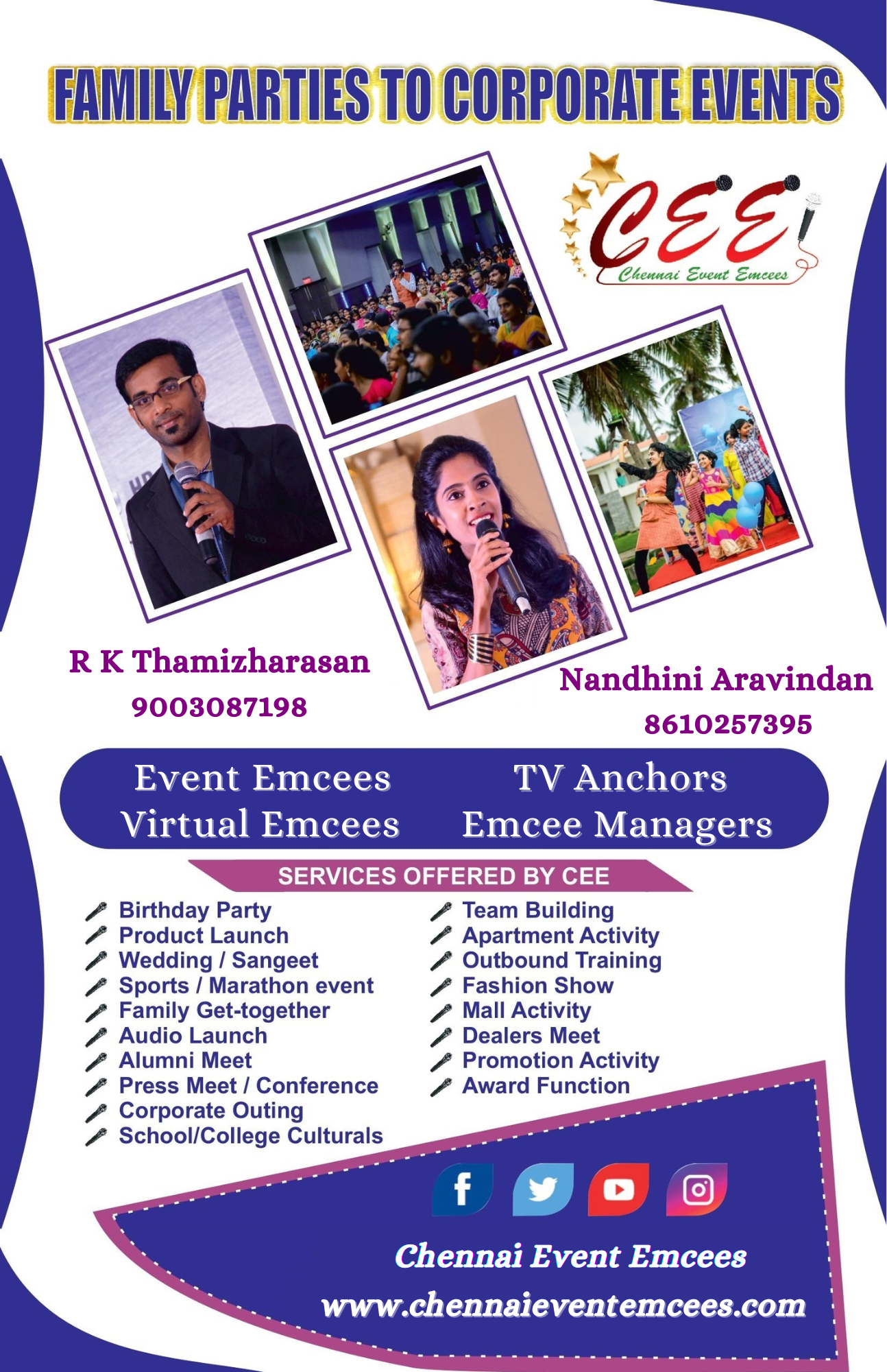 Chennai Event Emcees Entertainers Professionals Flyer Nov 2022